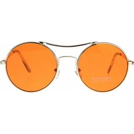 Round Vintage Fashion Womens Sunglasses Round Circle Metal Frame Color Lens - Gold (Orange) - CP180OGNYM4 $10.71