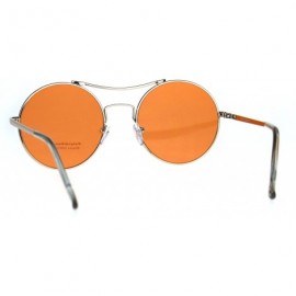 Round Vintage Fashion Womens Sunglasses Round Circle Metal Frame Color Lens - Gold (Orange) - CP180OGNYM4 $10.71