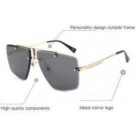 Square 2019 new fashion luxury men's square cut edge frameless metal legs brand designer sunglasses UV400 - Black - C418UTWUO...