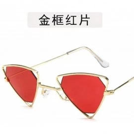 Aviator Triangle Women Sunglasses Vintage Design Luxury Cat Brand Red Lens Black Grey - Gold Green - C018Y2OM8LC $9.54