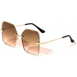 Butterfly Geometric Flat Lens Floating Frame Sunglasses - Brown - C81972H7KQA $13.03