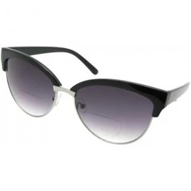 Butterfly Womens Fashion Bifocal Sunglasses B122 - Black/Silver Frame Gray Lens - CZ18UDQA57Z $29.03