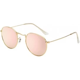 Round Vintage Metal Round Oversized Sunglasses & Case Designer Sunglasse Women - Gold&pink - C01808RG7XR $25.97