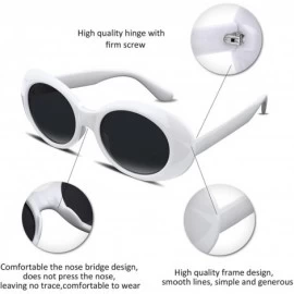 Oval Clout Goggles Kurt Cobain Sunglasses Retro Oval Women Sunglasses B2253 - White - CT185I6OL6R $9.11