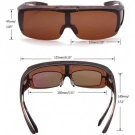 Goggle Driving Glasses Wraparounds Polarized Fitover Sunglasses - Leopard - CK18QA4DWSM $19.23