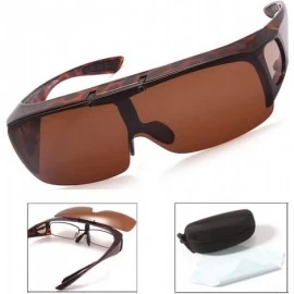 Goggle Driving Glasses Wraparounds Polarized Fitover Sunglasses - Leopard - CK18QA4DWSM $19.23