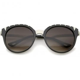 Cat Eye Women's Oversize Triangle Detail Round Cat Eye Sunglasses 55mm - Black-silver / Lavender - C312I21RGVB $12.47