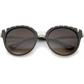 Cat Eye Women's Oversize Triangle Detail Round Cat Eye Sunglasses 55mm - Black-silver / Lavender - C312I21RGVB $20.68