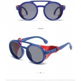 Round Round Punk Sunglasses-Trendy Stud Glasses Men and Women Sunglasses - C2 Sand Blue / Full Gray - CH19086NROS $18.20