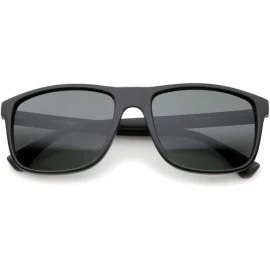 Wayfarer Modern Casual Lifestyle Flat Top Rectangle Lens Horn Rimmed Sunglasses 56mm - 2- Matte Black / Smoke - CU12JP6GD4X $...
