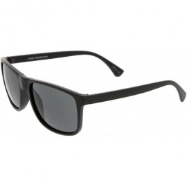Wayfarer Modern Casual Lifestyle Flat Top Rectangle Lens Horn Rimmed Sunglasses 56mm - 2- Matte Black / Smoke - CU12JP6GD4X $...