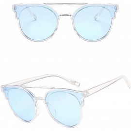 Oversized Vintage Sunglasses Women Luxury Plastic Ocean Lens Sun Glasses Classic - Transparent Blue - C618WC3Y3Y9 $25.28