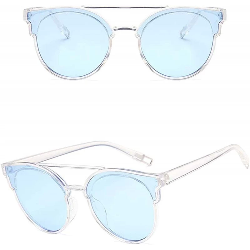 Oversized Vintage Sunglasses Women Luxury Plastic Ocean Lens Sun Glasses Classic - Transparent Blue - C618WC3Y3Y9 $10.71