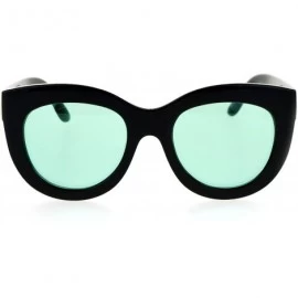 Cat Eye Diva Thick Plastic Oversize Cat Eye Womens Sunglasses - Black Green - CL12NYK65F5 $23.19