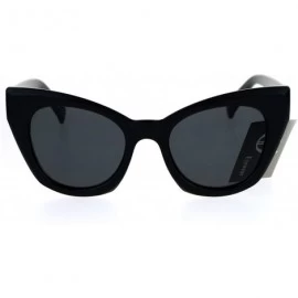 Cat Eye Unique Compact Flat Lens Rigid Squared Cat Eye Sunglasses - All Black - CR12MYZJM8E $22.87
