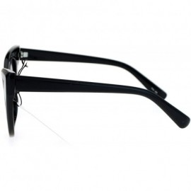 Cat Eye Unique Compact Flat Lens Rigid Squared Cat Eye Sunglasses - All Black - CR12MYZJM8E $26.27