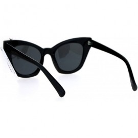 Cat Eye Unique Compact Flat Lens Rigid Squared Cat Eye Sunglasses - All Black - CR12MYZJM8E $26.27