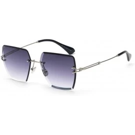 Square Square Sunglasses Rimless Sun Glasses Women Gradient Metal Frame - Grey - CD18DNKZO5T $7.94