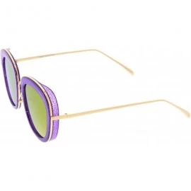 Oversized Transparent Glitter Frame Square Colored Mirror Lens Oversize Sunglasses 53mm (Purple-Gold/Purple Mirror) - CK12NAA...