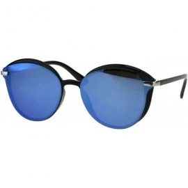 Oversized Womens Luxury Designer Fashion Mod Round Butterfly Sunglasses - Black Blue Mirror - CJ18EQ9UYXE $10.85