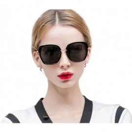 Aviator Women's Fashion Polarized Sunglasses UV 400 Lens Protection - Black - CH18RE9Z9ZZ $27.30