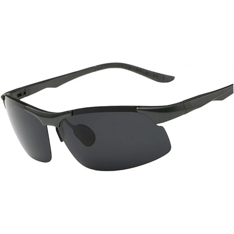 Aviator Men's Polarized Sport UV-resistant Sunglasses Half frame Eye wear - Black - CV12DTFG1ON $12.78