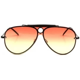 Shield Oceanic Color Circle Lens Cut One Piece Shield Lens Modern Round Aviator Sunglasses - Orange Yellow - C7190I3QTTL $10.57
