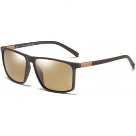Rectangular Men's Wide Fit Polarized Sunglass (M875) - Matte Brown - CO193A047X8 $43.03