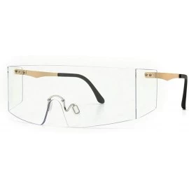 Square Oversized Shield Sunglasses Flat Top Gradient Lens Rimless Eyeglasses Women Men - Clear - C2199I8KR79 $14.26