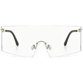 Square Oversized Shield Sunglasses Flat Top Gradient Lens Rimless Eyeglasses Women Men - Clear - C2199I8KR79 $14.26