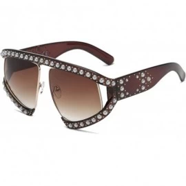 Semi-rimless Oversize Fashion Pearl Inspired Designer Sunglasses for Women - Brown - CB18LRSNM5T $14.50