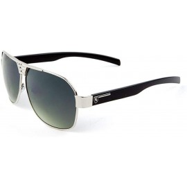 Shield Metal Cut Frontal Nose Shield Modern Rounded Aviator Sunglasses - Green Silver - CN190EOWZK5 $37.22