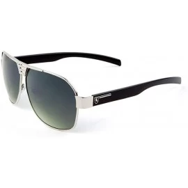 Shield Metal Cut Frontal Nose Shield Modern Rounded Aviator Sunglasses - Green Silver - CN190EOWZK5 $19.32