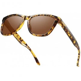 Square Polarized Sunglasses for Men Women Retro Classic UV400 Protection Sunglasses - Leopard Print Frames/Brown Lens - C1193...