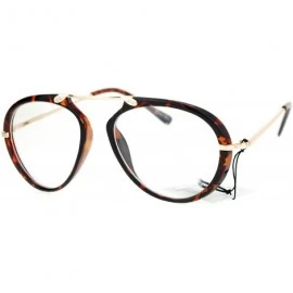 Aviator Clear Lens Aviator Glasses Unique Metal Top Bridge Fashion Eyeglasses - Tortoise - CF186L6HU8Y $19.61