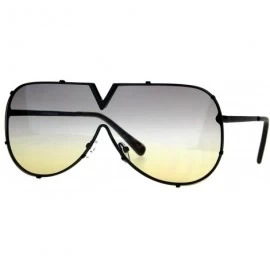 Rimless V Top Oversized Sunglasses Designer Style Shield Aviators UV 400 - Black (Grey Orange) - CF18996D3N6 $25.13