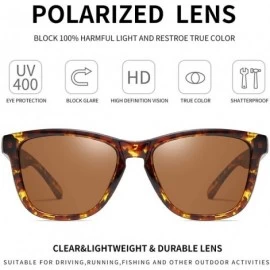 Square Polarized Sunglasses for Men Women Retro Classic UV400 Protection Sunglasses - Leopard Print Frames/Brown Lens - C1193...