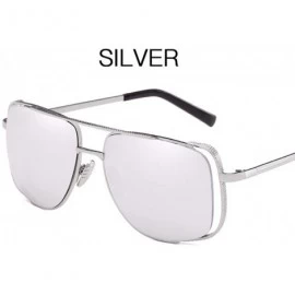 Aviator Sunglasses European and American Men's Sunglasses Metal Sunglasses Large Frame Sunglasses Retro - E - CE18Q6ZOLRX $30.23