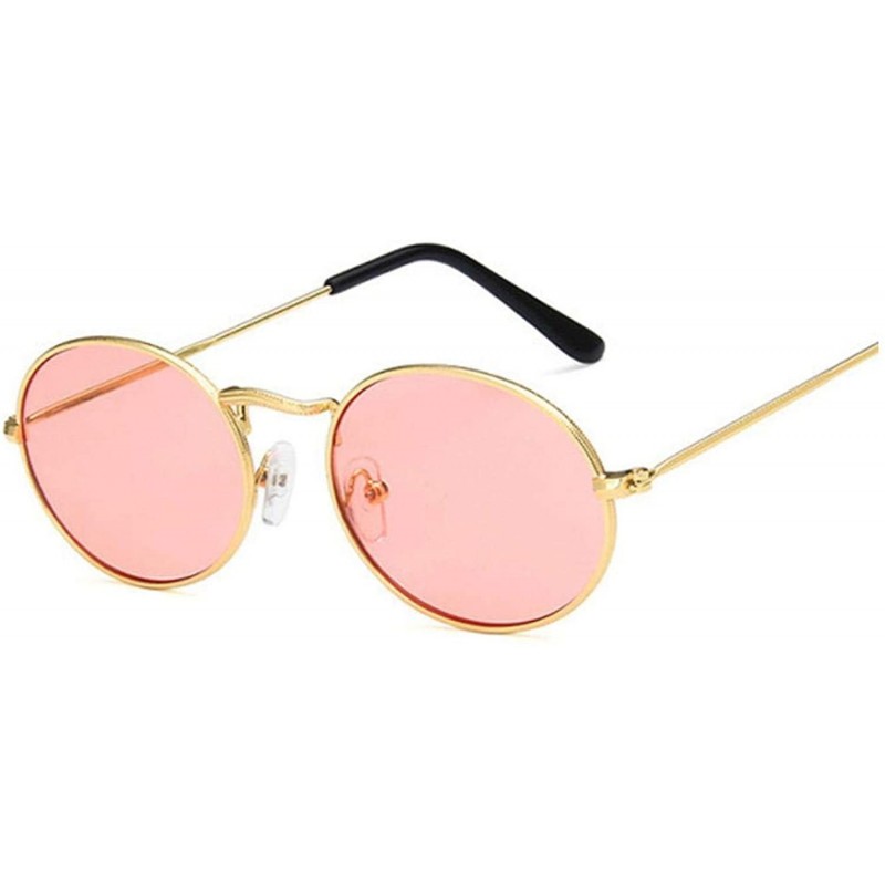 Round Retro Oval Sunglasses Women Luxury Vintage Small Black Red Yellow Shades Sun Glasses Oculos UV400 - Goldpink - C2197A26...