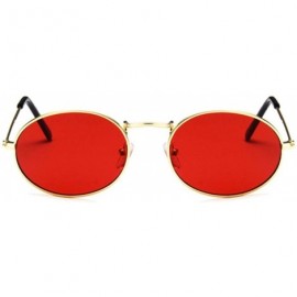 Round Retro Oval Sunglasses Women Luxury Vintage Small Black Red Yellow Shades Sun Glasses Oculos UV400 - Goldpink - C2197A26...