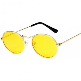 Round Retro Oval Sunglasses Women Luxury Vintage Small Black Red Yellow Shades Sun Glasses Oculos UV400 - Goldpink - C2197A26...