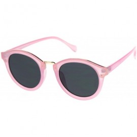 Round Womens Stylish Sunglasses Round Keyhole Metal Bridge Top Accent UV 400 - Pink (Black) - C718UO2UIQ8 $20.85