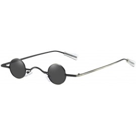 Round Hippie Round Lens Sunglasses Polarized - Steampunk 60's Style Eyewear - Black - C1196RH0HMZ $16.96