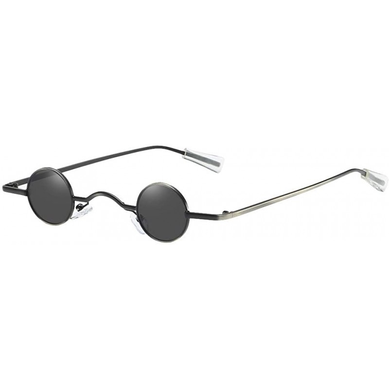 Round Hippie Round Lens Sunglasses Polarized - Steampunk 60's Style Eyewear - Black - C1196RH0HMZ $9.03