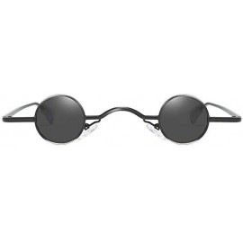 Round Hippie Round Lens Sunglasses Polarized - Steampunk 60's Style Eyewear - Black - C1196RH0HMZ $9.03