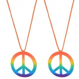 Goggle 2 Pcs Sunglasses And 2 Pcs Peace Sign Necklace for Hippie Fancy Dress Accessory Hippy Specs Glasses Heart Shaped - CD1...
