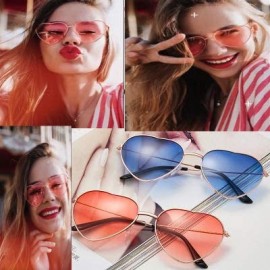 Goggle 2 Pcs Sunglasses And 2 Pcs Peace Sign Necklace for Hippie Fancy Dress Accessory Hippy Specs Glasses Heart Shaped - CD1...