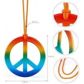 Goggle 2 Pcs Sunglasses And 2 Pcs Peace Sign Necklace for Hippie Fancy Dress Accessory Hippy Specs Glasses Heart Shaped - CD1...