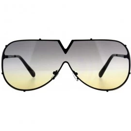 Rimless V Top Oversized Sunglasses Designer Style Shield Aviators UV 400 - Black (Grey Orange) - CF18996D3N6 $25.13
