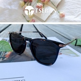 Oval Polarized Sunglasses Protection Lightweight - Rectangular Tortoise Frame / Black Lens - CF18ZUSG9K0 $21.09